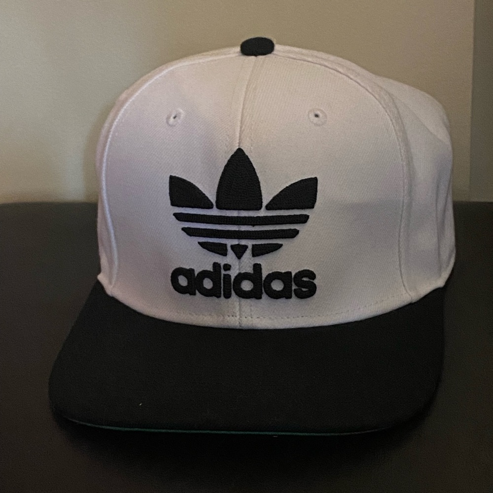 Adidas Black and White hat with Green under-brim